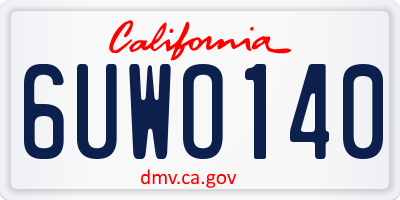 CA license plate 6UWO140