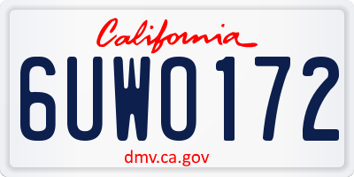 CA license plate 6UWO172