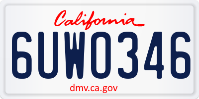 CA license plate 6UWO346