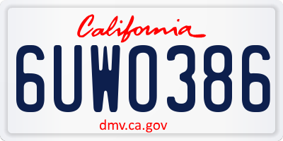 CA license plate 6UWO386