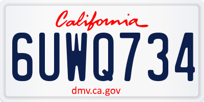 CA license plate 6UWQ734