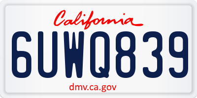 CA license plate 6UWQ839