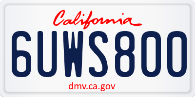 CA license plate 6UWS800