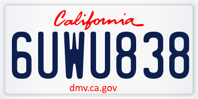 CA license plate 6UWU838
