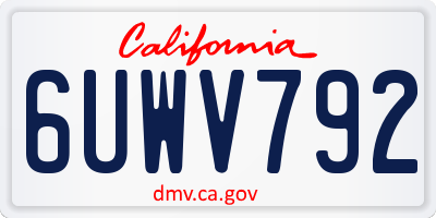 CA license plate 6UWV792