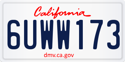 CA license plate 6UWW173