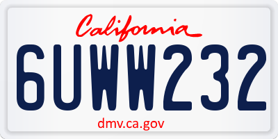 CA license plate 6UWW232