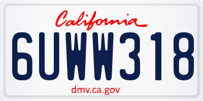 CA license plate 6UWW318
