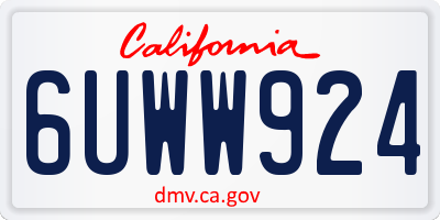 CA license plate 6UWW924