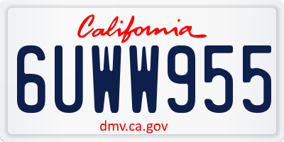 CA license plate 6UWW955