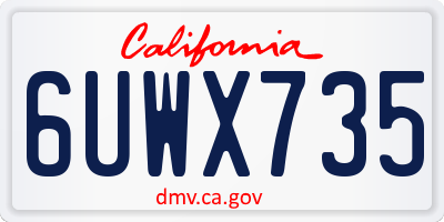 CA license plate 6UWX735