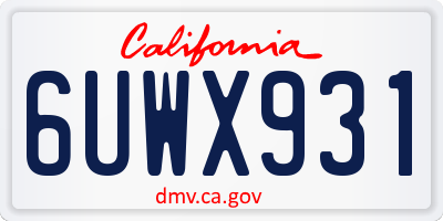 CA license plate 6UWX931