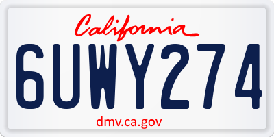 CA license plate 6UWY274