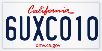 CA license plate 6UXC010