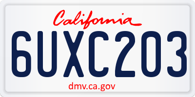 CA license plate 6UXC203