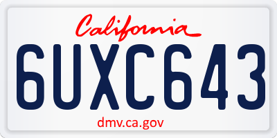 CA license plate 6UXC643