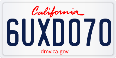 CA license plate 6UXD070
