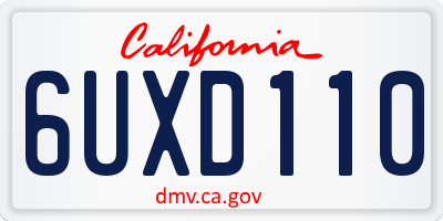 CA license plate 6UXD110