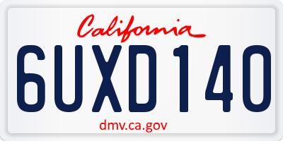 CA license plate 6UXD140