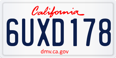 CA license plate 6UXD178