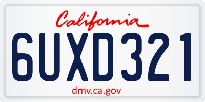 CA license plate 6UXD321