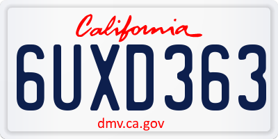 CA license plate 6UXD363