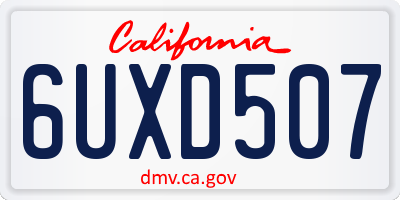 CA license plate 6UXD507