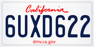 CA license plate 6UXD622