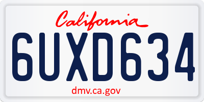 CA license plate 6UXD634