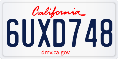 CA license plate 6UXD748