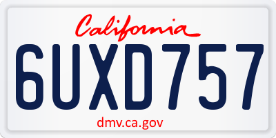 CA license plate 6UXD757