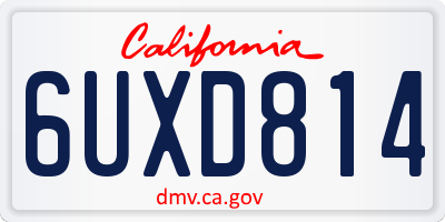 CA license plate 6UXD814