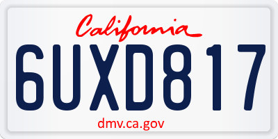 CA license plate 6UXD817