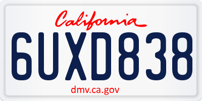 CA license plate 6UXD838