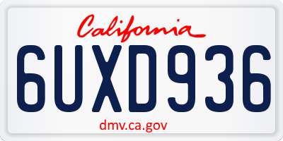 CA license plate 6UXD936