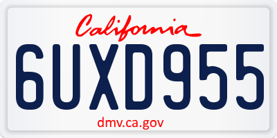 CA license plate 6UXD955