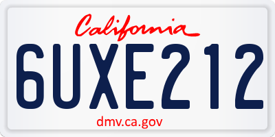 CA license plate 6UXE212