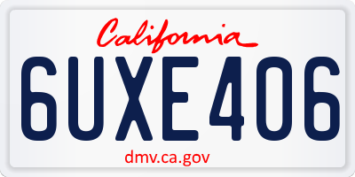 CA license plate 6UXE406