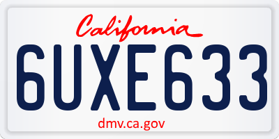 CA license plate 6UXE633