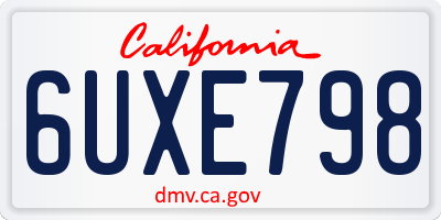 CA license plate 6UXE798