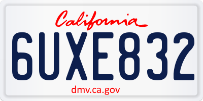 CA license plate 6UXE832