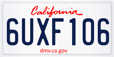 CA license plate 6UXF106