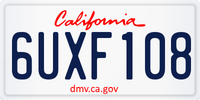CA license plate 6UXF108