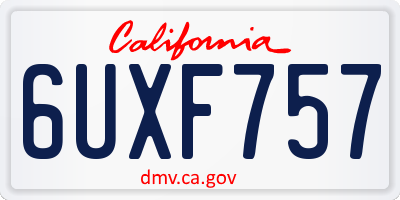 CA license plate 6UXF757