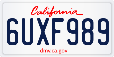 CA license plate 6UXF989