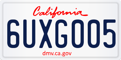 CA license plate 6UXG005
