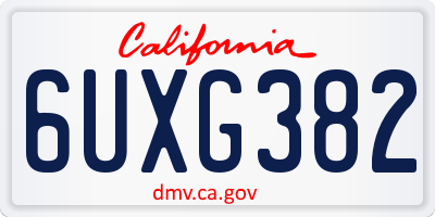 CA license plate 6UXG382