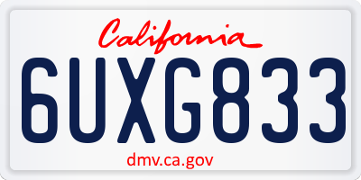 CA license plate 6UXG833