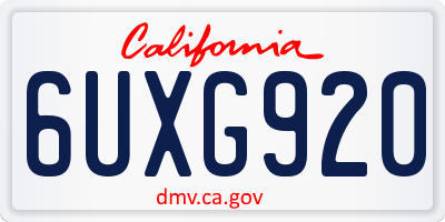 CA license plate 6UXG920