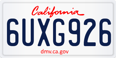 CA license plate 6UXG926
